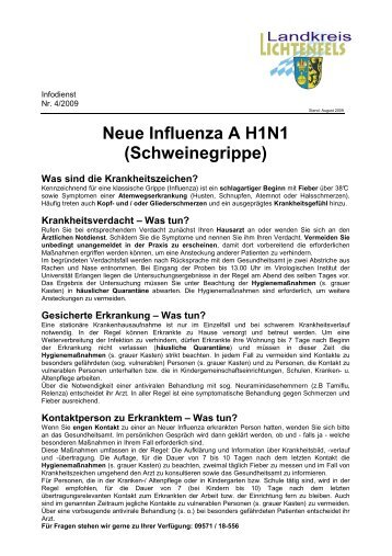 Neue Influenza A H1N1 (Schweinegrippe) - in Lichtenfels