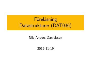 Föreläsning Datastrukturer (DAT036)