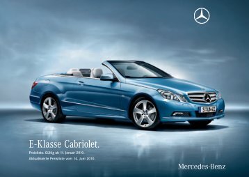 Preisliste Mercedes-Benz E-Klasse Cabriolet (A207) vom 21.06.2010.