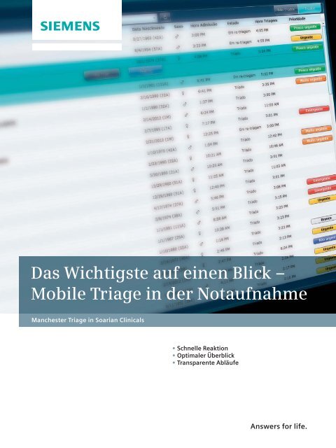 Manchester Triage in Soarian Clinicals 264kB - Siemens Healthcare
