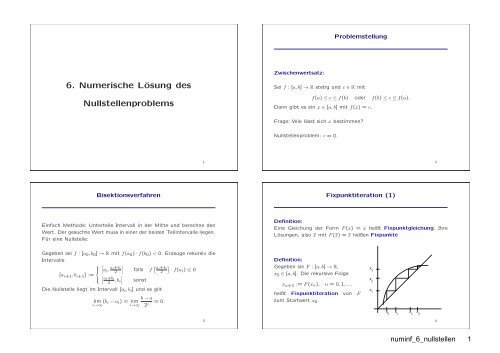 6. Numerische Lösung des Nullstellenproblems