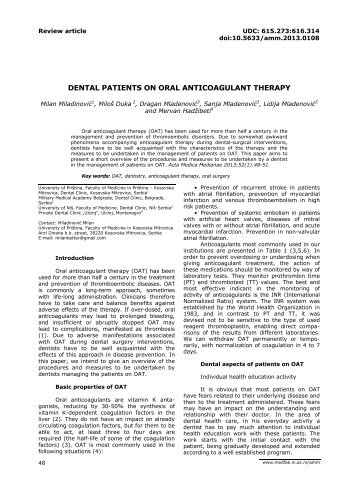 ORIGINALNI NAUČNI RADOVI - Acta Medica Medianae