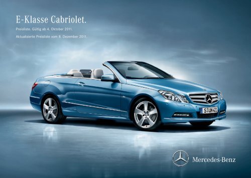 Preisliste Mercedes-Benz E-Klasse Cabriolet (A207) vom 08.12.2011.