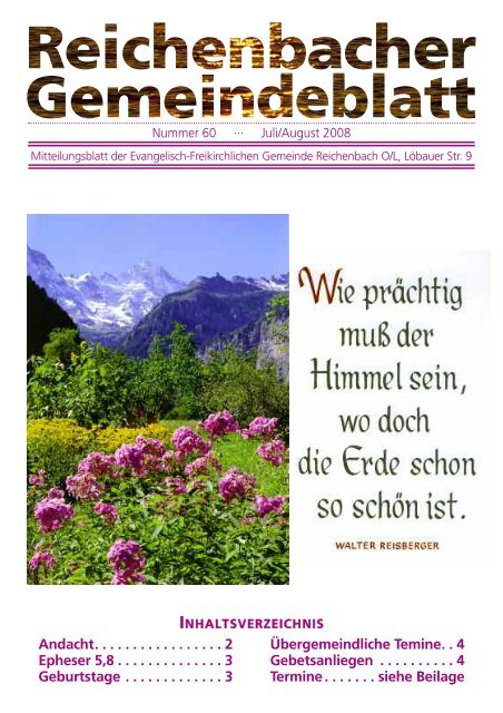 Nr. 60 Juli/August 08 - bei der EFG Reichenbach