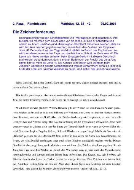 Die Zeichenforderung - Vorträge von Reinhart Gruhn