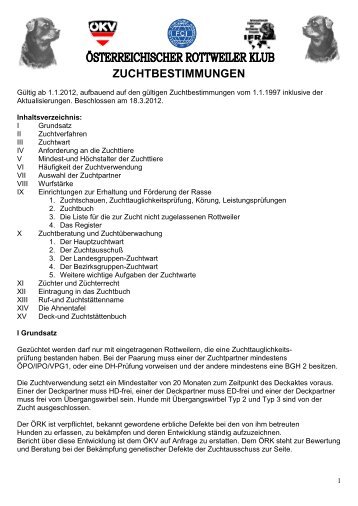 Zuchtordnung - Österreichischer Rottweiler Klub