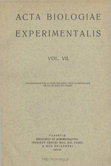 ACTA BIOLOGIAE EXPERIMENTALIS