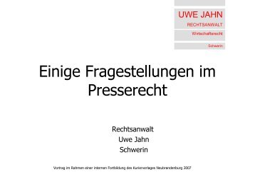 Grundzüge Presserecht Neu - Die Kanzlei Uwe Jahn