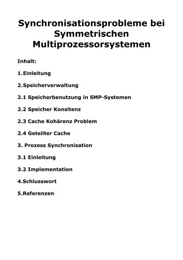 Synchronisationsprobleme bei Symmetrischen Multiprozessor Syste