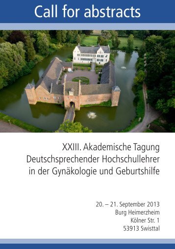 Call for abstracts - XXIII. Akademischen Tagung ...