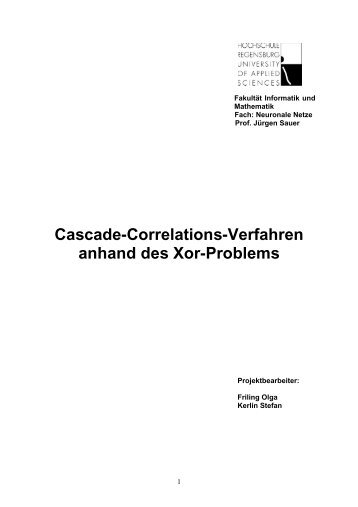 Cascade-Correlations-Verfahren anhand des Xor-Problems