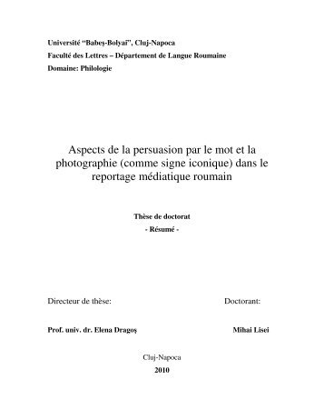 dans le reportage médiatique roumain - Doctorat