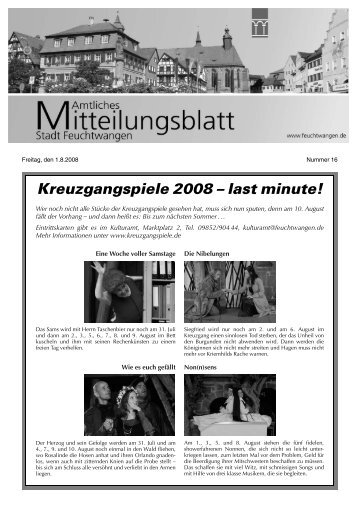 Kreuzgangspiele 2008 ± last minute! - Stadt Feuchtwangen