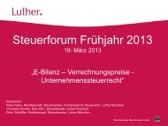 Steuerforum Frühjahr 2013 - LUTHER Rechtsanwaltsgesellschaft mbH