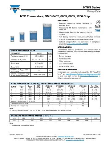 NTHS Series NTC Thermistors, SMD 0402, 0603, 0805 ... - Vishay