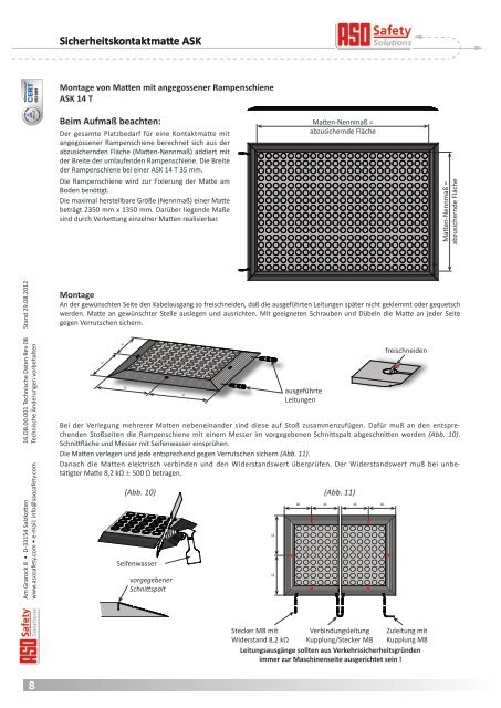 Datenblatt Sicherheitskontaktmatte ASK - ASO Safety