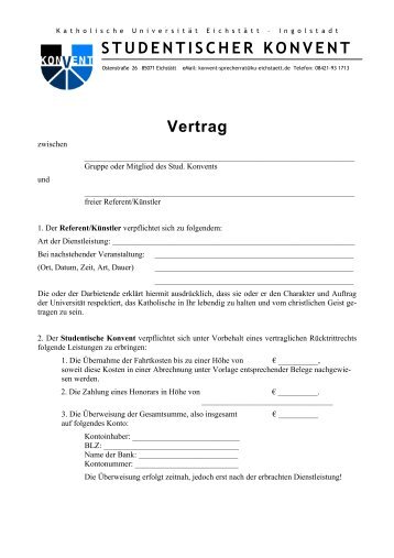 Dienstleistungsvertrag - Studentischer Konvent