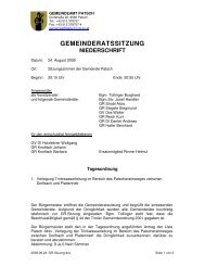 GEMEINDERATSSITZUNG - Gemeinde Patsch