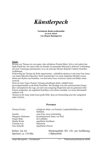 Künstlerpech - Theaterverlag Kaliolabusto