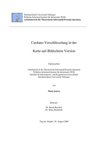 Cardano-Verschlüsselung in der Karte-auf-Bildschirm Version