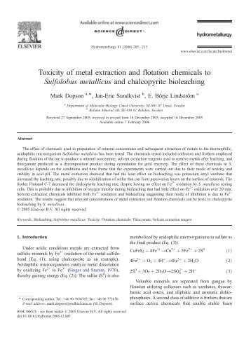 Toxicity of metal extraction and flotation ... - Intermetperu.com