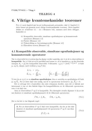 4. Viktige kvantemekaniske teoremer