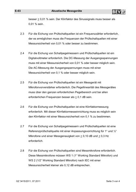 Akustische Messgeräte - BEV