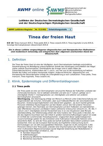 Tinea der freien Haut - Deutschsprachige Mykologische ...