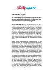 Pressetext herunterladen als .pdf - Bally Wulff Entertainment GmbH