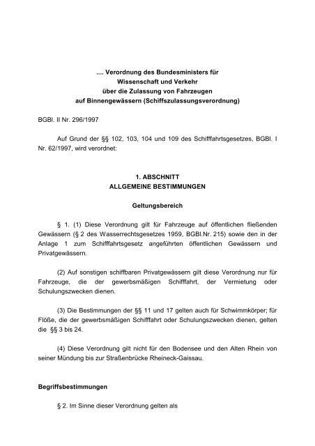 Schiffszulassungsverordnung - Österreichischer Segel-Verband