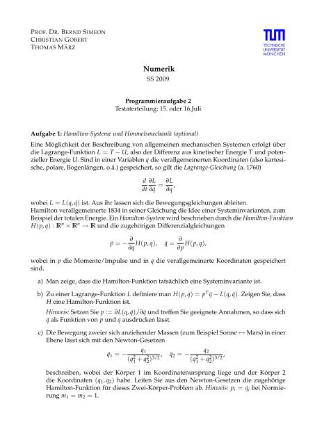 Numerik - Lehrstuhl Numerische Mathematik - M2/Allgemeines