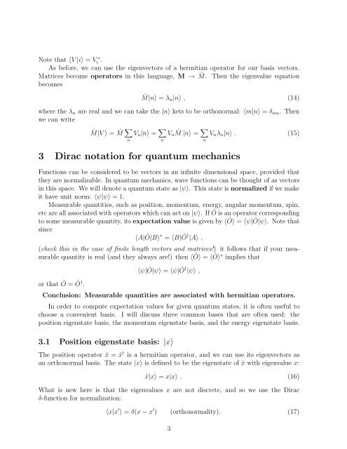 Dirac Notation 1 Vectors