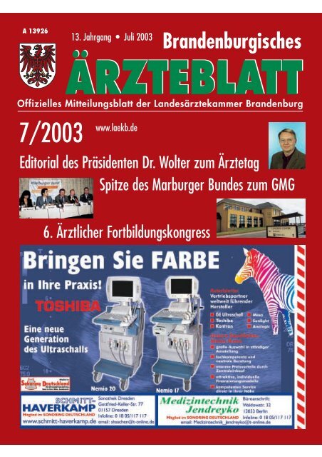 Brandenburgisches Ärzteblatt 07/2003 - Landesärztekammer ...