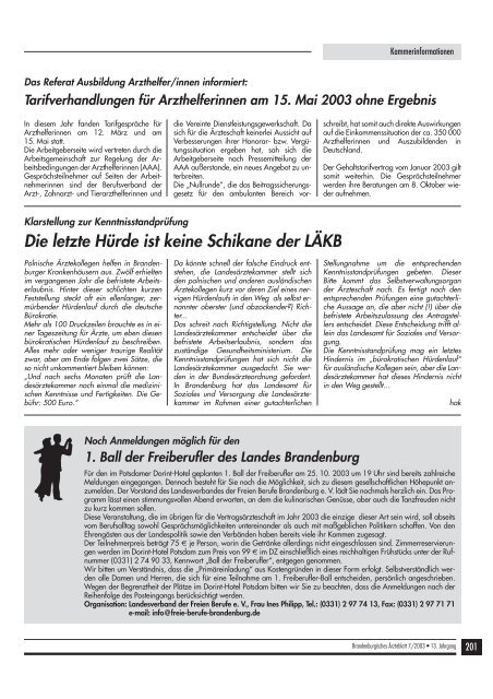 Brandenburgisches Ärzteblatt 07/2003 - Landesärztekammer ...