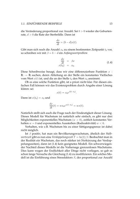 Gew ¨ohnliche Differentialgleichungen und Dynamische Systeme