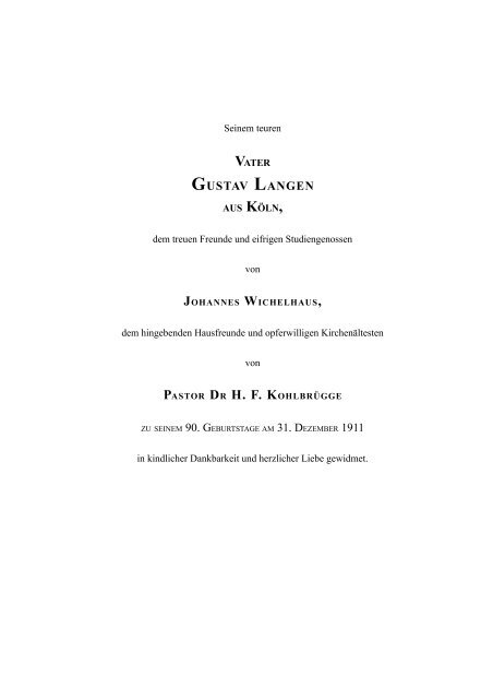 Briefe von H. F. Kohlbrügge an J. Wichelhaus - Licht und Recht