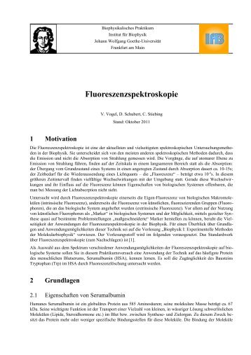 Fluoreszenzspektroskopie - Institut für Biophysik - Goethe-Universität