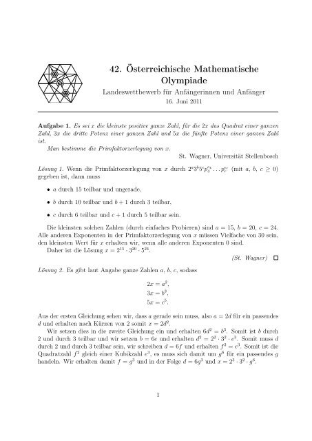42 Osterreichische Mathematische Olympiade Bgfeldkirch Net