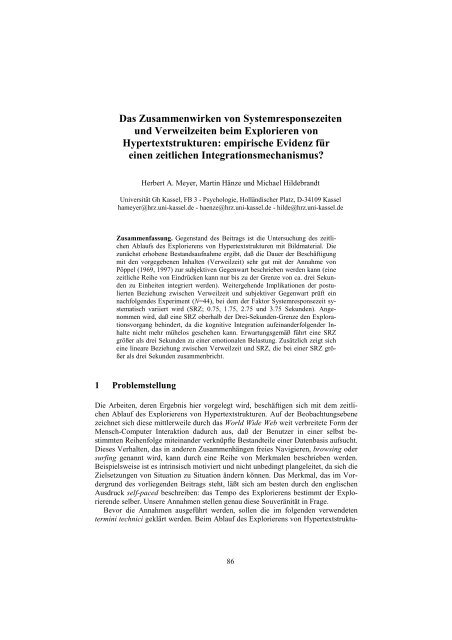 Das Zusammenwirken von Systemresponsezeiten und ... - ekphorie.de