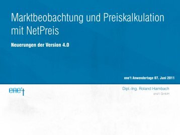 Marktbeobachtung und Preiskalkulation mit NetPreis - ene't ...