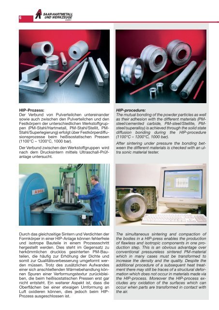 PM-Stähle - Saar-Hartmetall und Werkzeuge GmbH