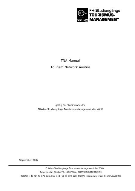 TNA Manual Tourism Network Austria