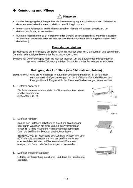 Bedienungsanleitung Caesar Baureihe ASH-09AC PT / ASH-13AC PT