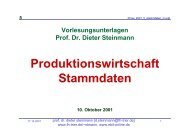 Produktionswirtschaft Stammdaten - Prof Dr Dieter Steinmann FH Trier