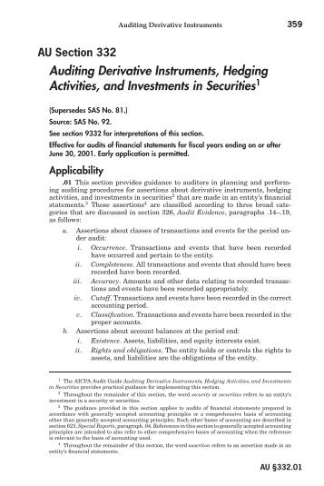 Auditing Derivative Instruments, Hedging Activities, and ... - AICPA