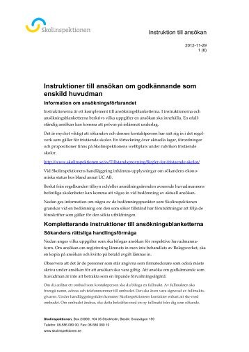 Instruktioner till ansökan om godkännande som ... - Skolinspektionen