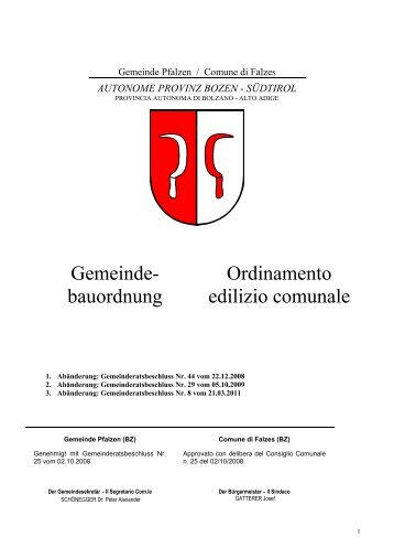 Gemeinde- bauordnung Ordinamento edilizio comunale