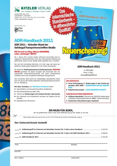 ADR-Handbuch 2011 - Kitzler Verlag