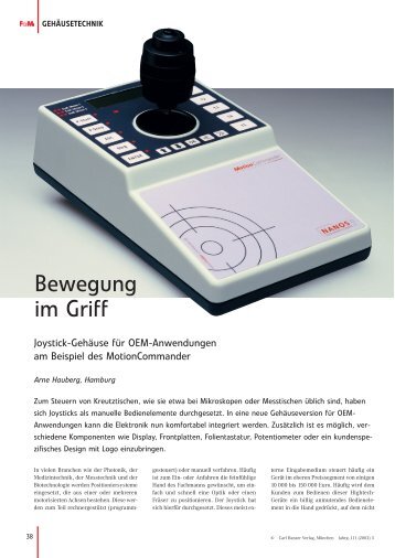 Artikel "Bewegung im Griff" - NANOS-Instruments GmbH