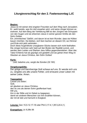 Liturgievorschlag für den 2. Fastensonntag LJC - Dekanat Prutz